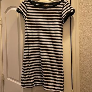 Black and white striped Banana Republic light cotton short sleeve dress